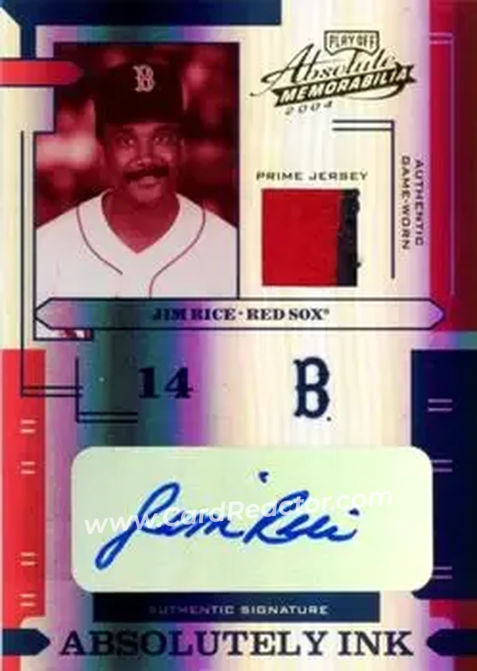 2004 Playoff Absolute Memorabilia - Absolutely Ink Material PS #AI-69 - Jim Rice - Boston Red Sox - Front 2004 Playoff Absolute Memorabilia - Absolutely Ink Material PS #AI-69 - Jim Rice - Boston Red Sox - Front