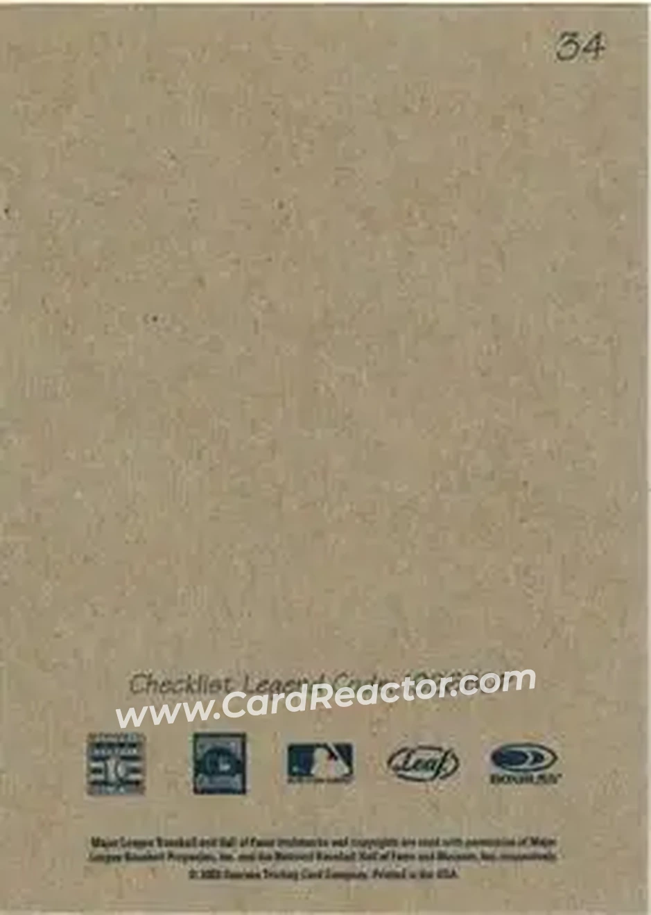 2004 Leaf - Exhibits 1926 Block Legend Donruss-Playoff Second Edition #34 - Ozzie Smith - St. Louis Cardinals - Back