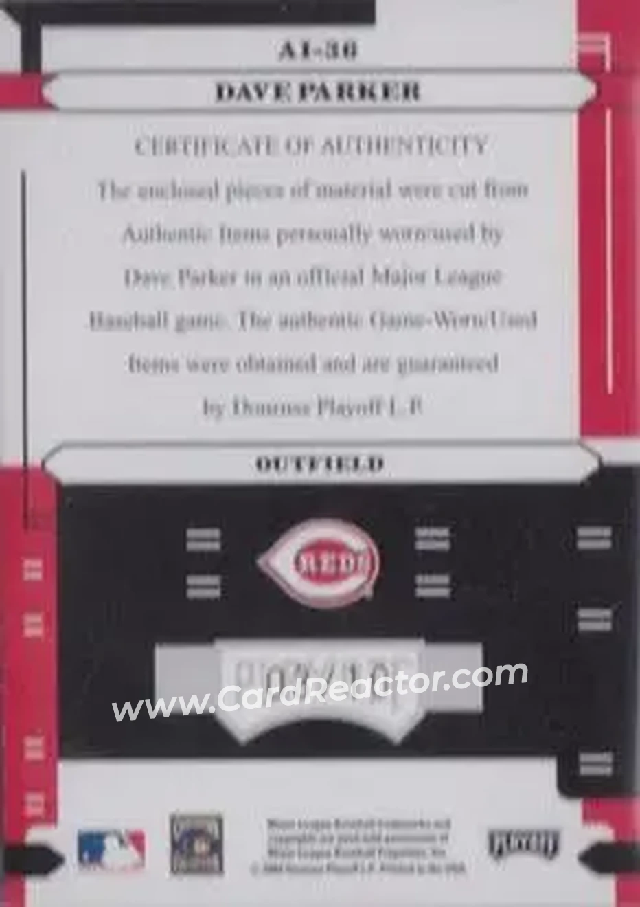 2004 Playoff Absolute Memorabilia - Absolutely Ink Triple Material #AI-36 - Dave Parker - Cincinnati Reds - Back 2004 Playoff Absolute Memorabilia - Absolutely Ink Triple Material #AI-36 - Dave Parker - Cincinnati Reds - Back