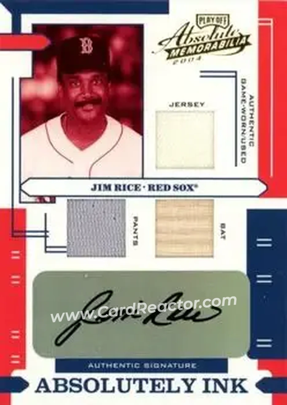 2004 Playoff Absolute Memorabilia - Absolutely Ink Triple Material #AI-69 - Jim Rice - Boston Red Sox - Front