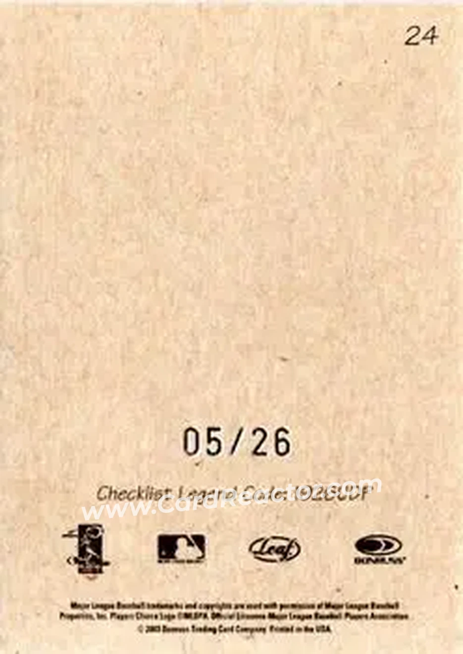 2004 Leaf - Exhibits 1926 Unblocked Legend Donruss-Playoff #24 - Ken Griffey Jr. - Cincinnati Reds - Back