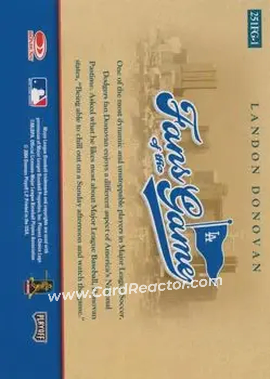 2004 Playoff Absolute Memorabilia - Fans of the Game #251FG-1 - Landon Donovan - Los Angeles Dodgers - Back