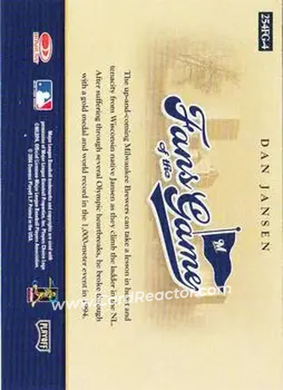 2004 Playoff Absolute Memorabilia - Fans of the Game #254FG-4 - Dan Jansen - Milwaukee Brewers - Back
