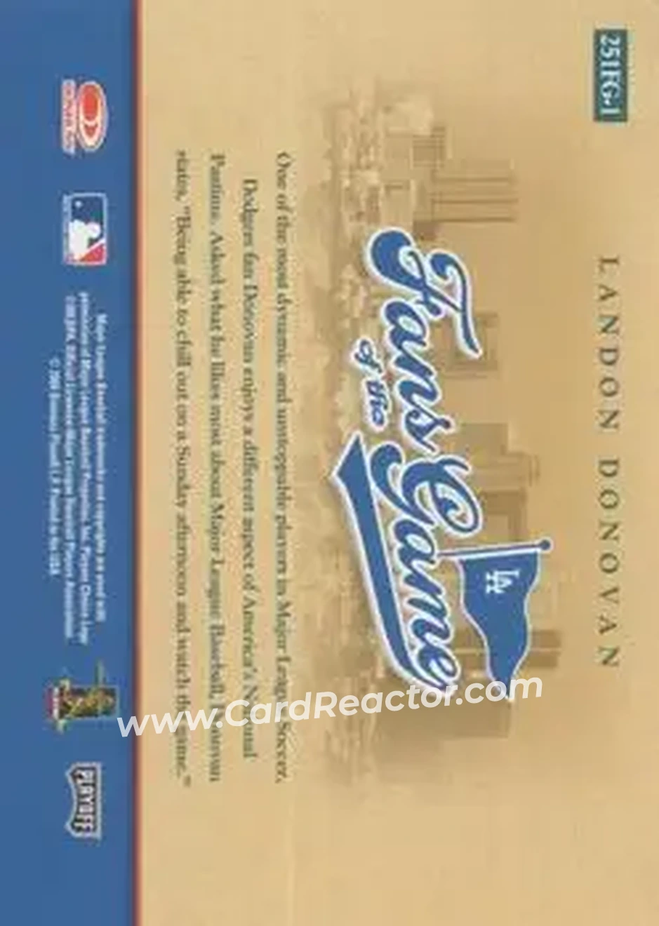 2004 Playoff Absolute Memorabilia - Fans of the Game Autographs #251FG-1 - Landon Donovan - Los Angeles Dodgers - Back