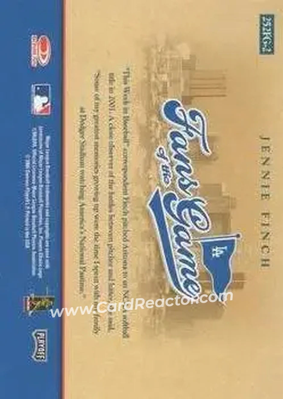 2004 Playoff Absolute Memorabilia - Fans of the Game Autographs #252FG-2 - Jennie Finch - Los Angeles Dodgers - Back