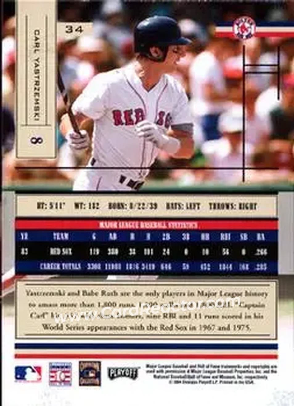 2004 Playoff Absolute Memorabilia - Retail #34 - Carl Yastrzemski - Boston Red Sox - Back