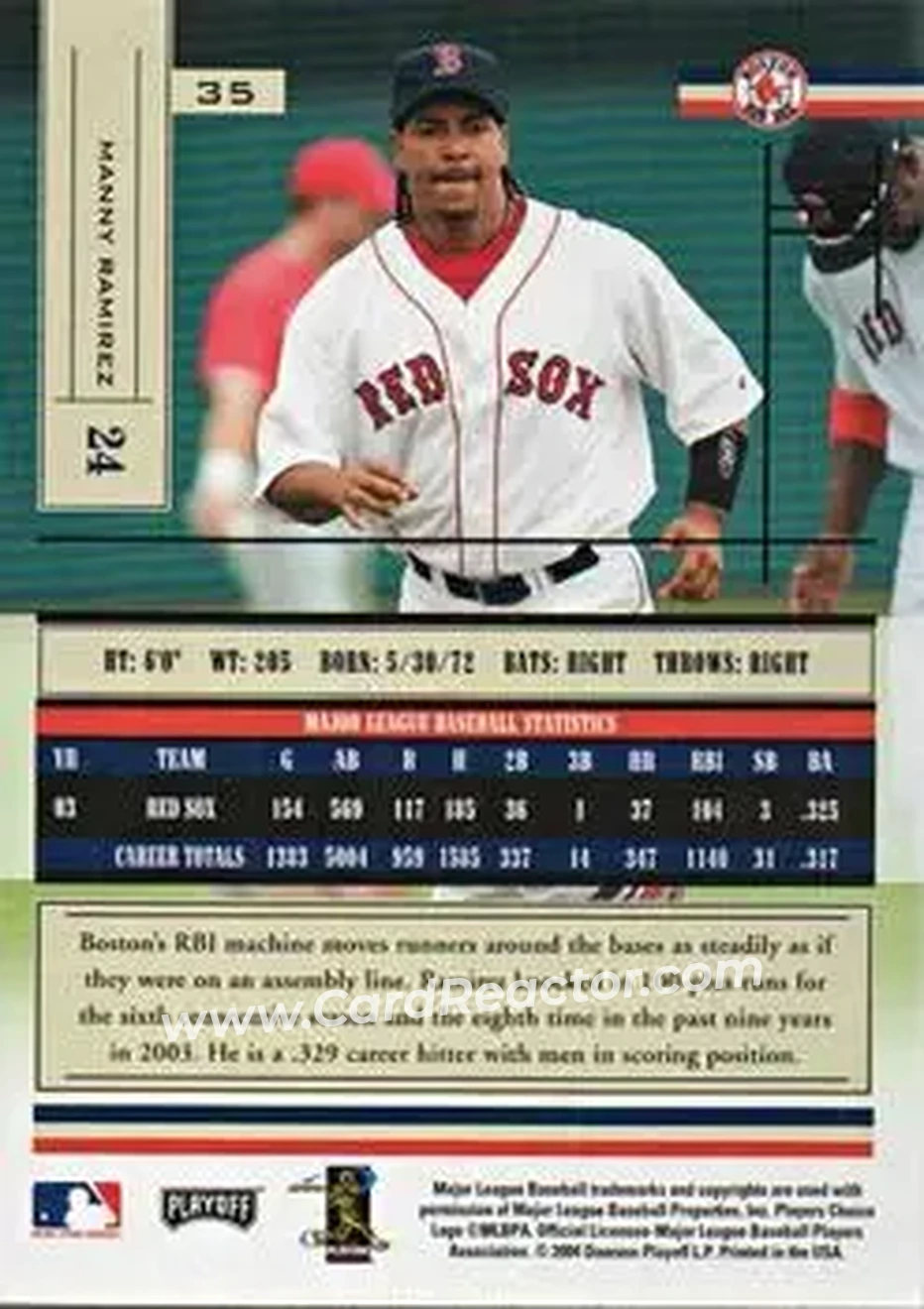 2004 Playoff Absolute Memorabilia - Retail #35 - Manny Ramirez - Boston Red Sox - Back