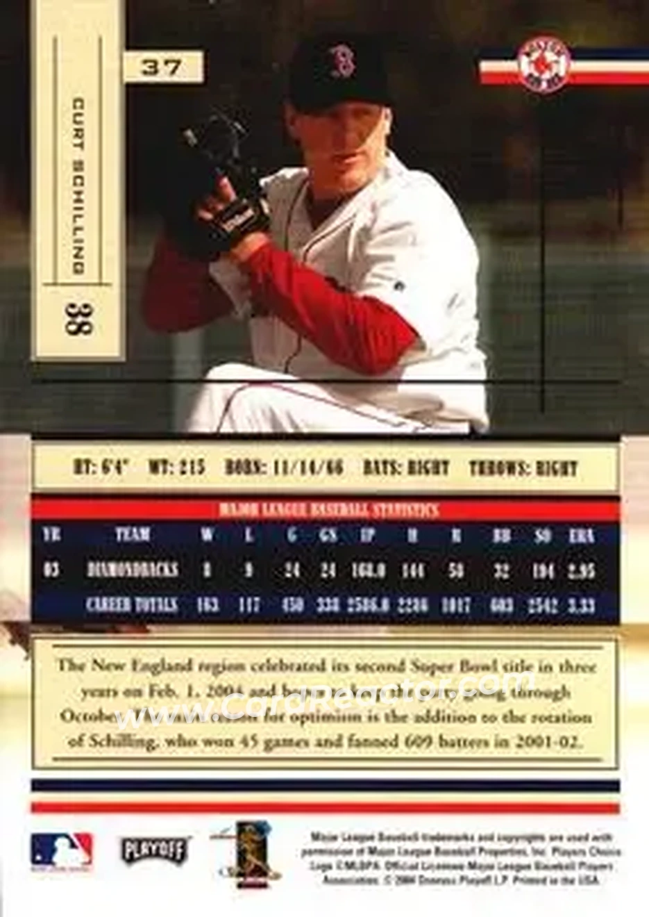2004 Playoff Absolute Memorabilia - Retail #37 - Curt Schilling - Boston Red Sox - Back 2004 Playoff Absolute Memorabilia - Retail #37 - Curt Schilling - Boston Red Sox - Back