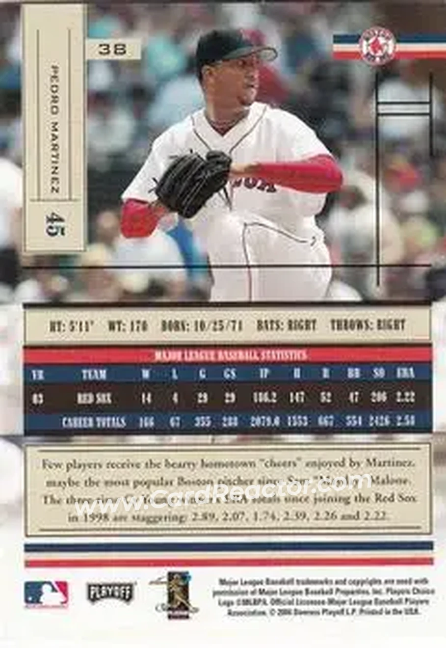2004 Playoff Absolute Memorabilia - Retail #38 - Pedro Martinez - Boston Red Sox - Back