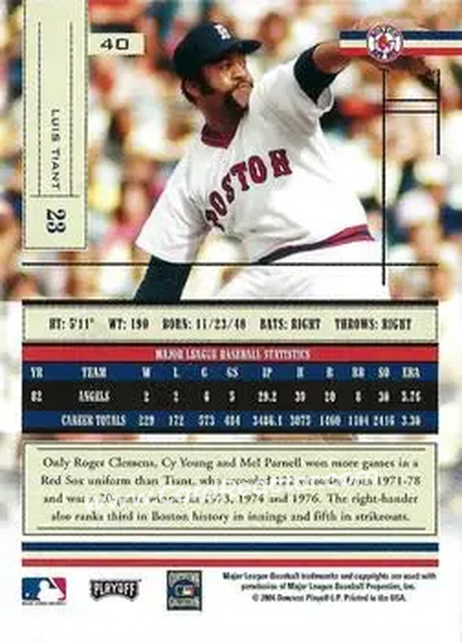 2004 Playoff Absolute Memorabilia - Retail #40 - Luis Tiant - Boston Red Sox - Back