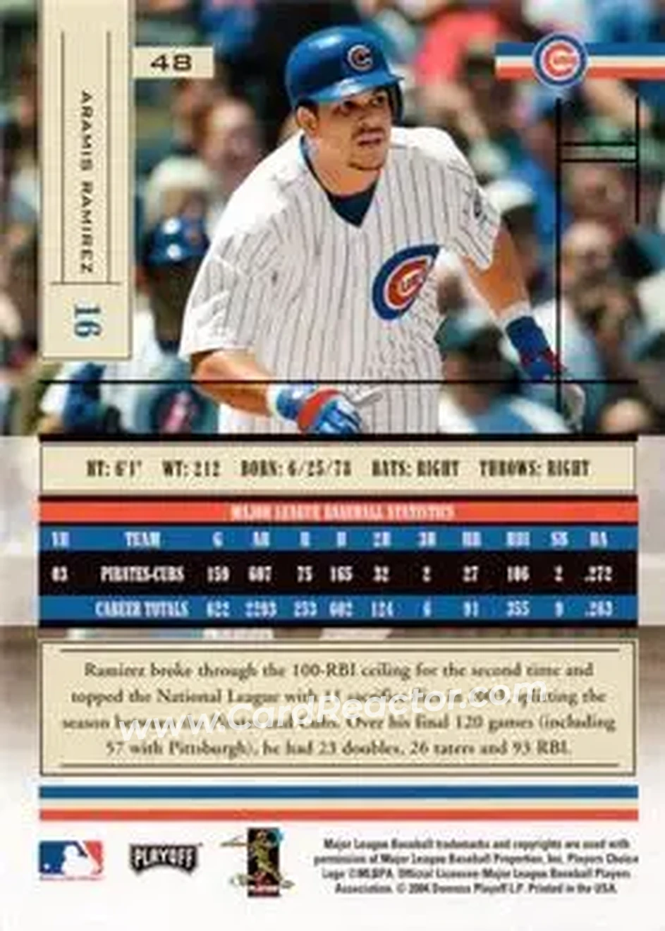 2004 Playoff Absolute Memorabilia - Retail #48 - Aramis Ramirez - Chicago Cubs - Back