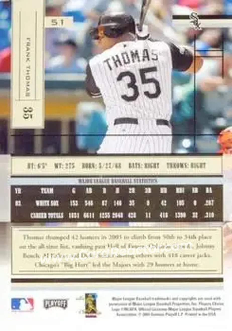 2004 Playoff Absolute Memorabilia - Retail #51 - Frank Thomas - Chicago White Sox - Back