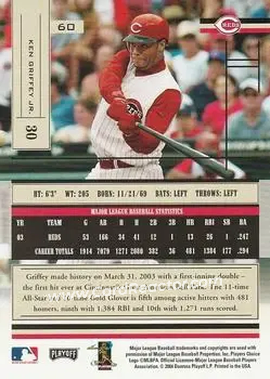 2004 Playoff Absolute Memorabilia - Retail #60 - Ken Griffey Jr. - Cincinnati Reds - Back