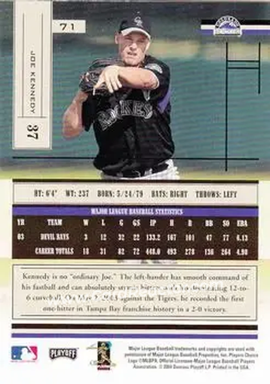 2004 Playoff Absolute Memorabilia - Retail #71 - Joe Kennedy - Colorado Rockies - Back