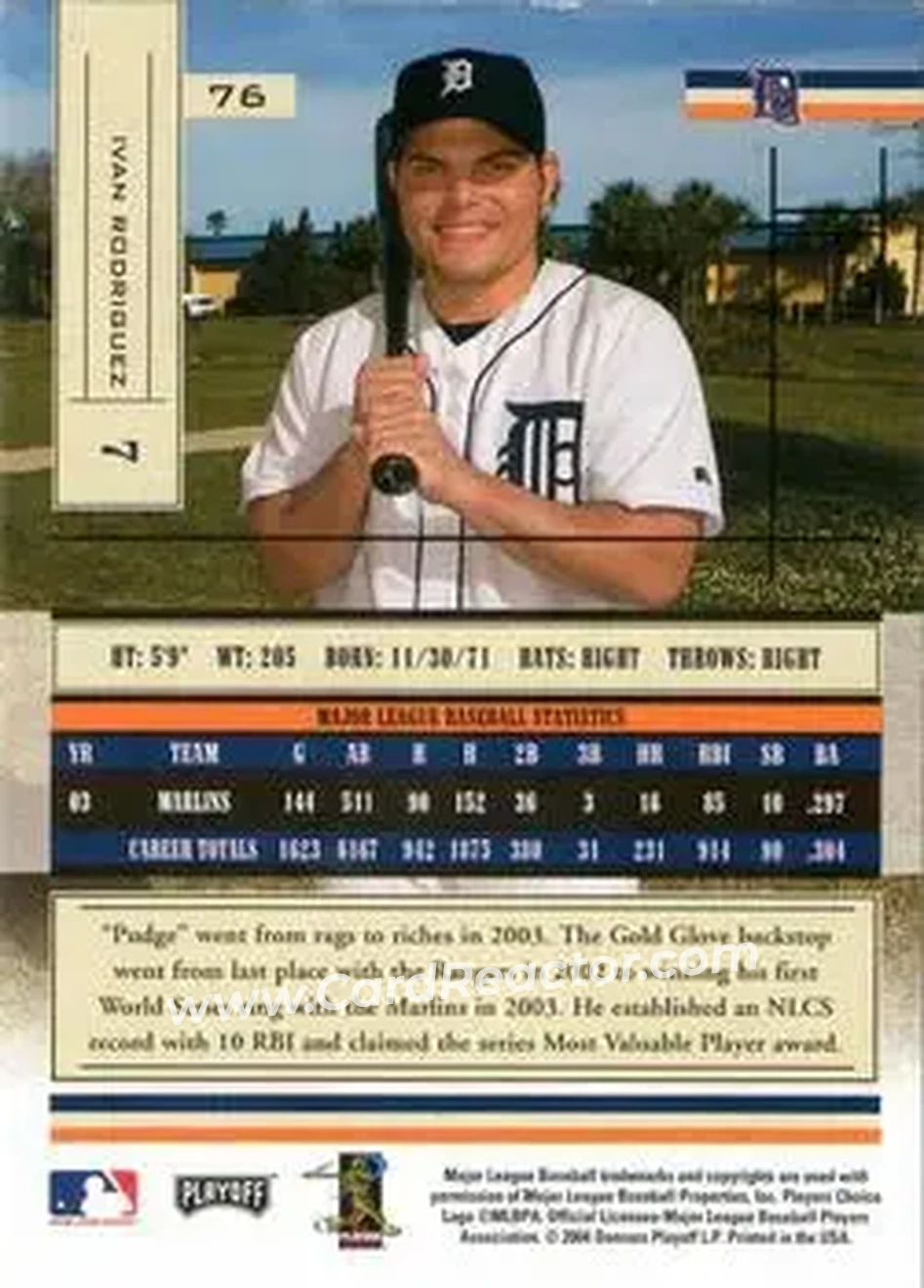 2004 Playoff Absolute Memorabilia - Retail #76 - Ivan Rodriguez - Detroit Tigers - Back