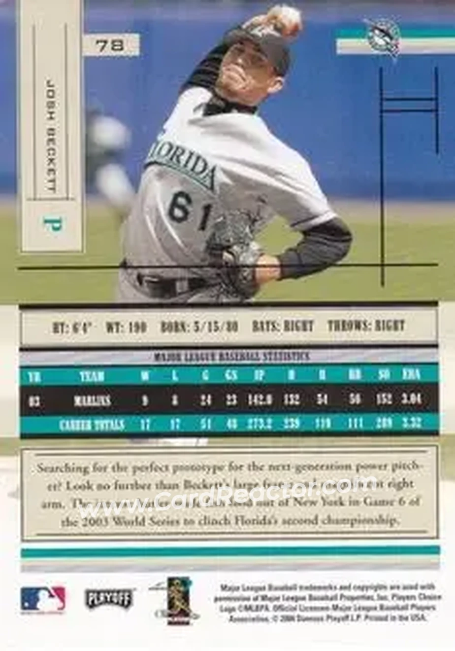 2004 Playoff Absolute Memorabilia - Retail #78 - Josh Beckett - Florida Marlins - Back