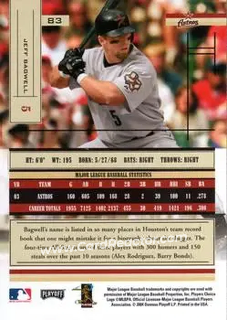 2004 Playoff Absolute Memorabilia - Retail #83 - Jeff Bagwell - Houston Astros - Back