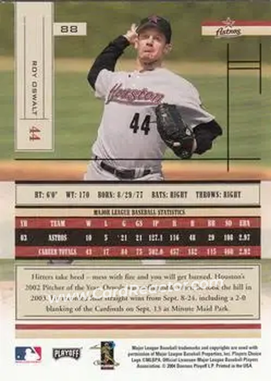2004 Playoff Absolute Memorabilia - Retail #88 - Roy Oswalt - Houston Astros - Back