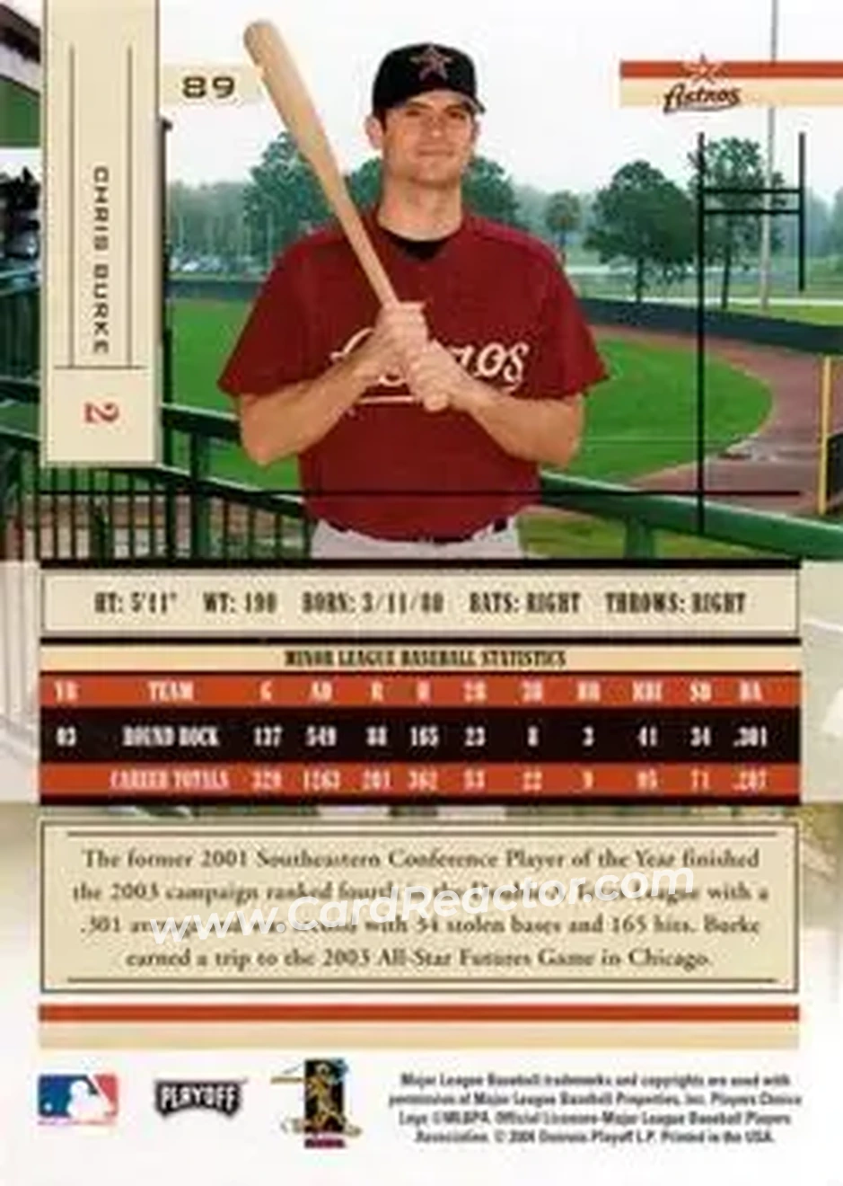 2004 Playoff Absolute Memorabilia - Retail #89 - Chris Burke - Houston Astros - Back