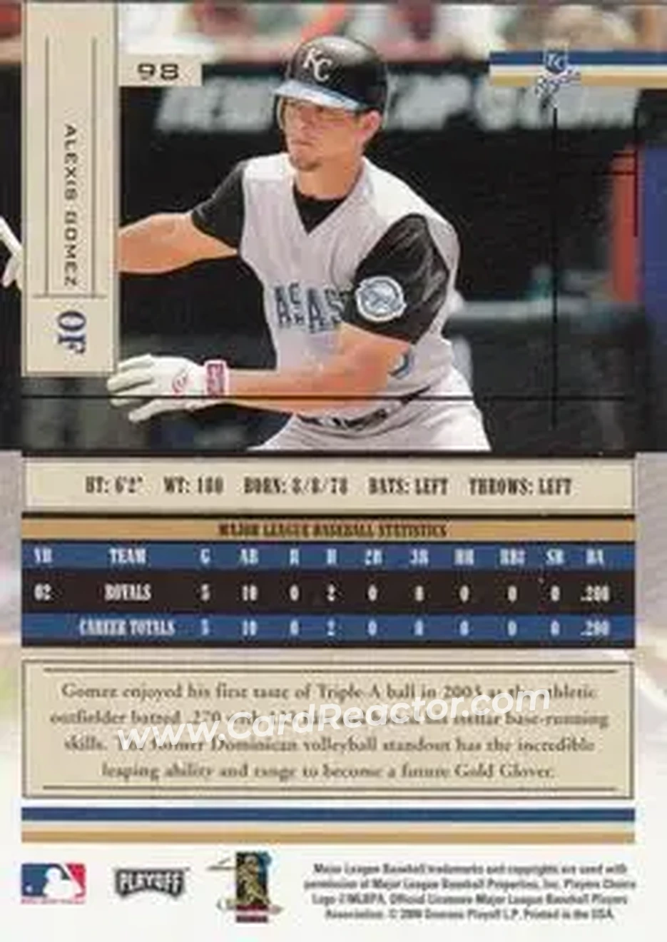 2004 Playoff Absolute Memorabilia - Retail #98 - Alexis Gomez - Kansas City Royals - Back