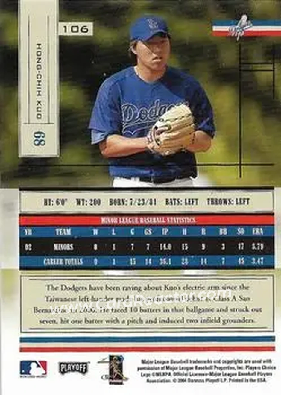 2004 Playoff Absolute Memorabilia - Retail #106 - Hong-Chih Kuo - Los Angeles Dodgers - Back