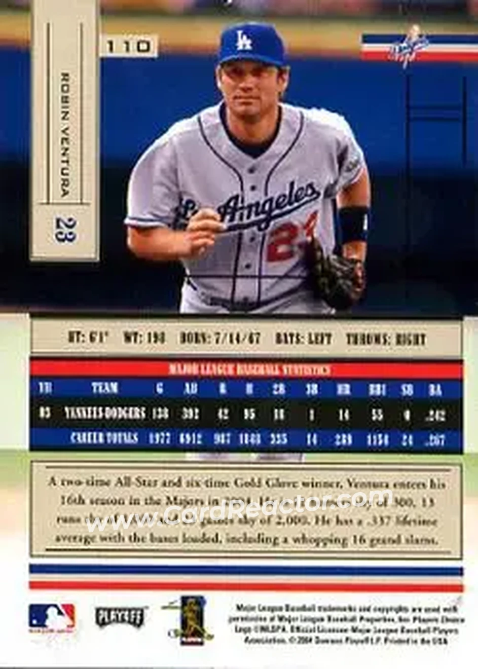 2004 Playoff Absolute Memorabilia - Retail #110 - Robin Ventura - Los Angeles Dodgers - Back