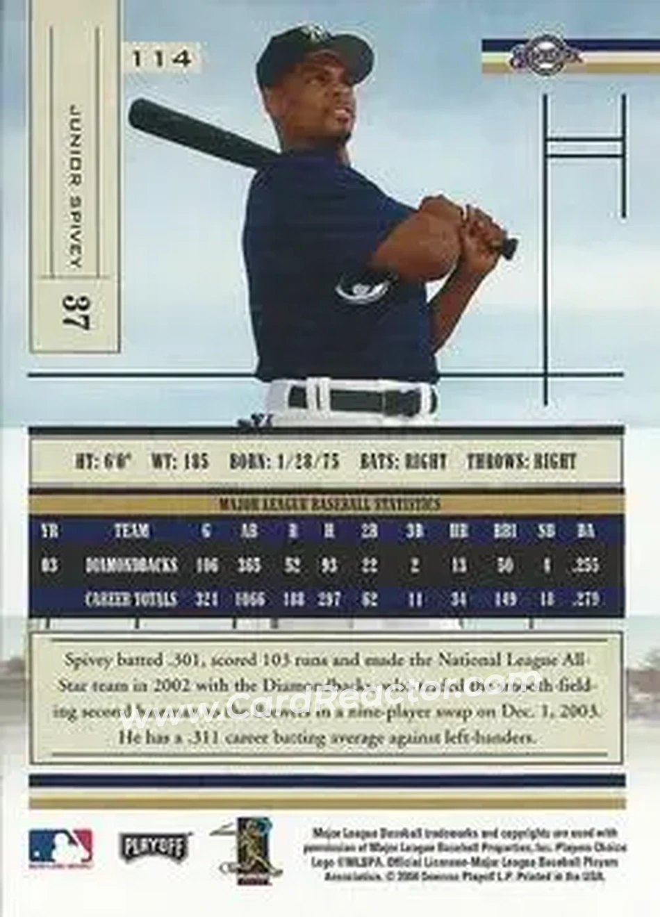 2004 Playoff Absolute Memorabilia - Retail #114 - Junior Spivey - Milwaukee Brewers - Back