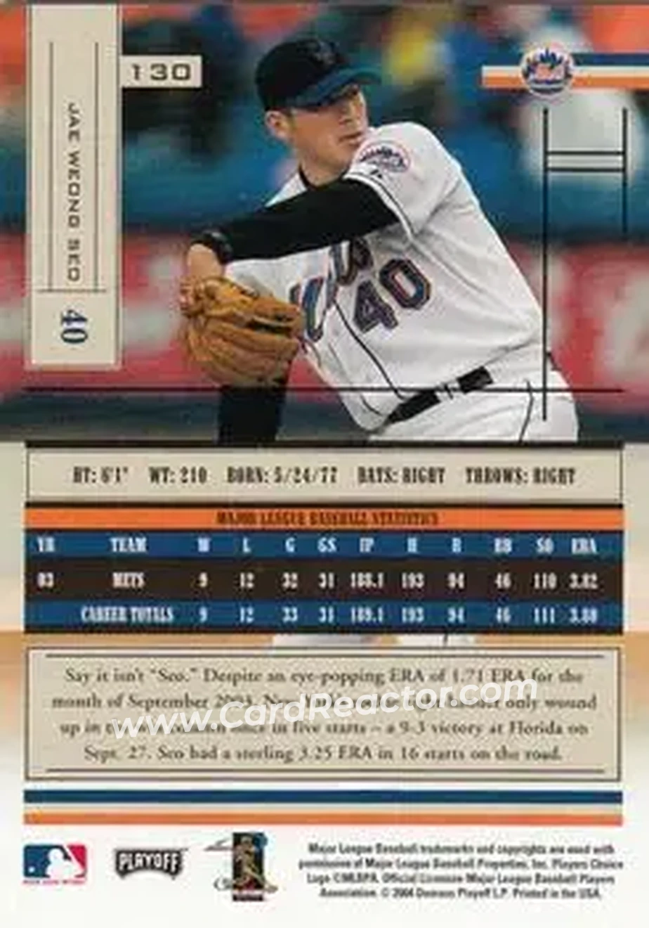 2004 Playoff Absolute Memorabilia - Retail #130 - Jae Seo - New York Mets - Back