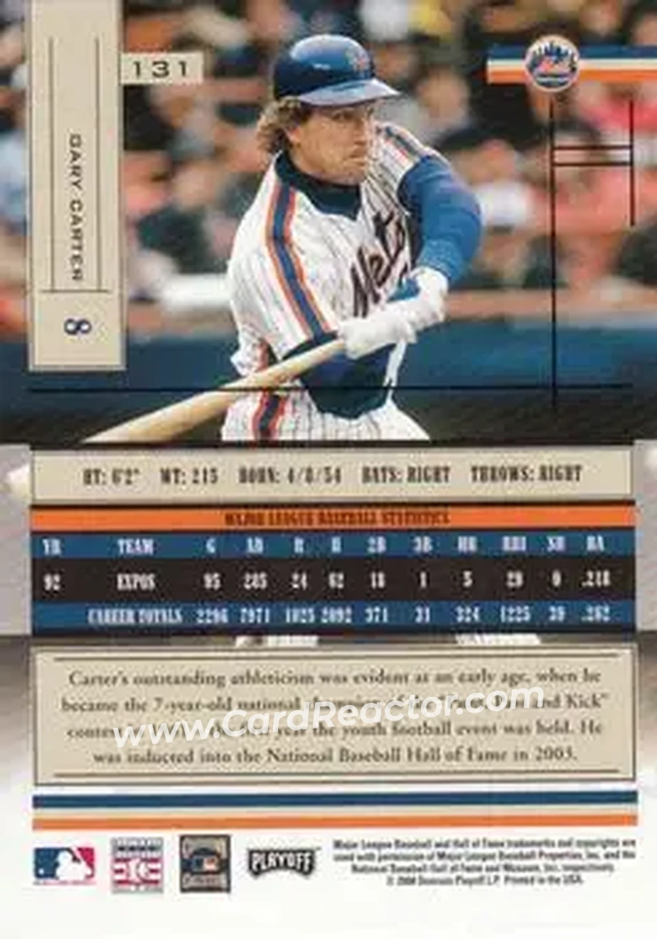 2004 Playoff Absolute Memorabilia - Retail #131 - Gary Carter - New York Mets - Back 2004 Playoff Absolute Memorabilia - Retail #131 - Gary Carter - New York Mets - Back