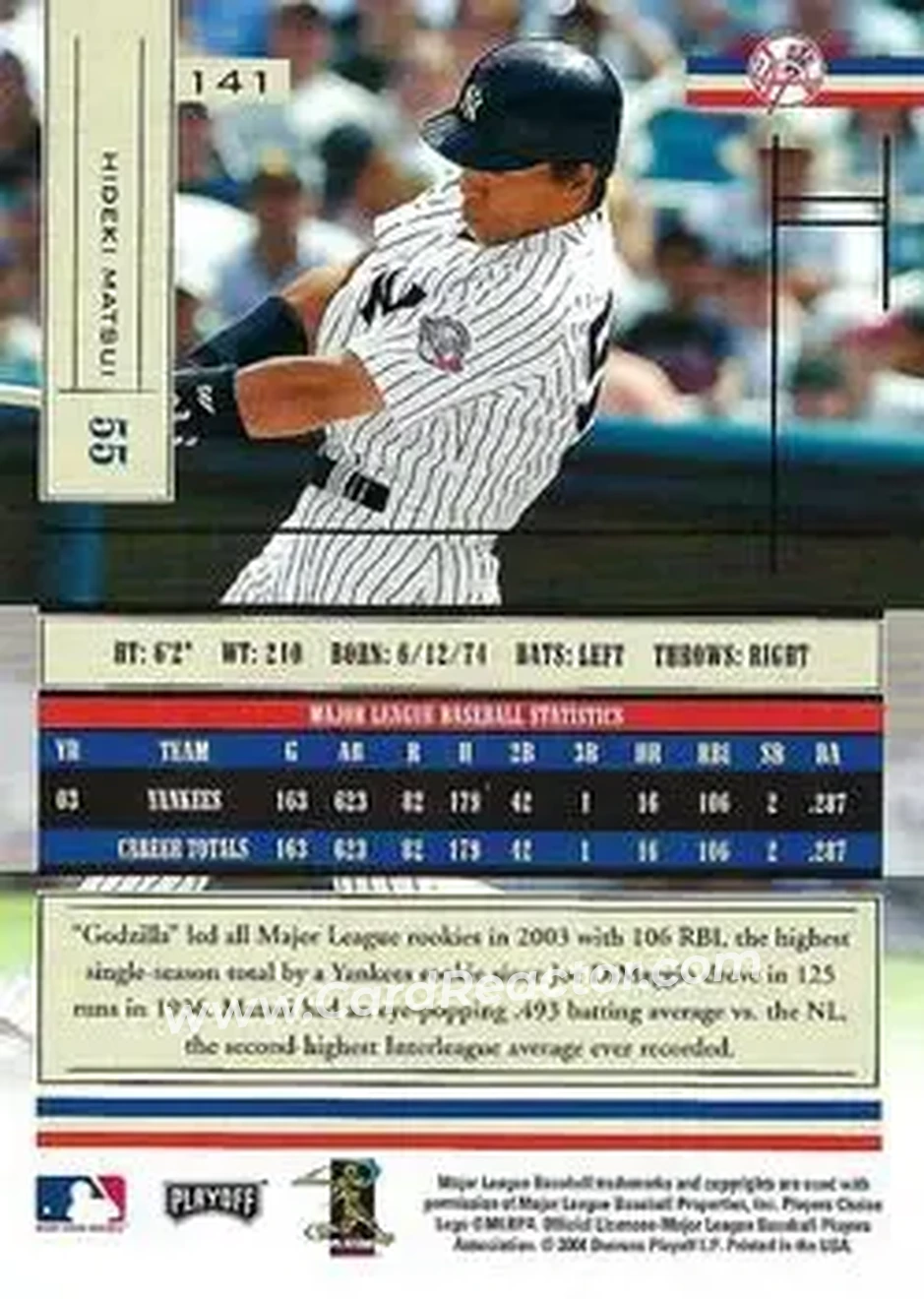 2004 Playoff Absolute Memorabilia - Retail #141 - Hideki Matsui - New York Yankees - Back