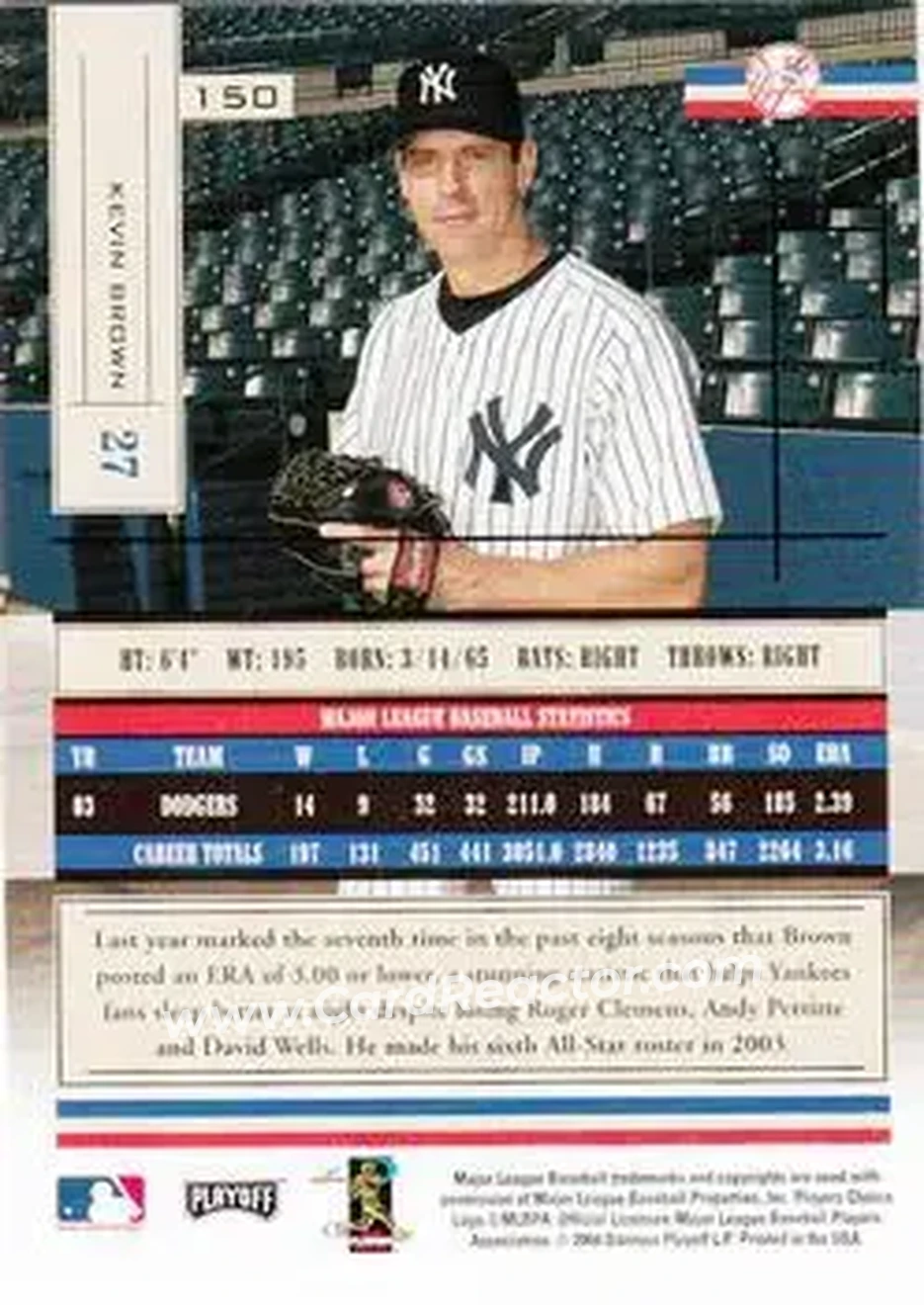 2004 Playoff Absolute Memorabilia - Retail #150 - Kevin Brown - New York Yankees - Back