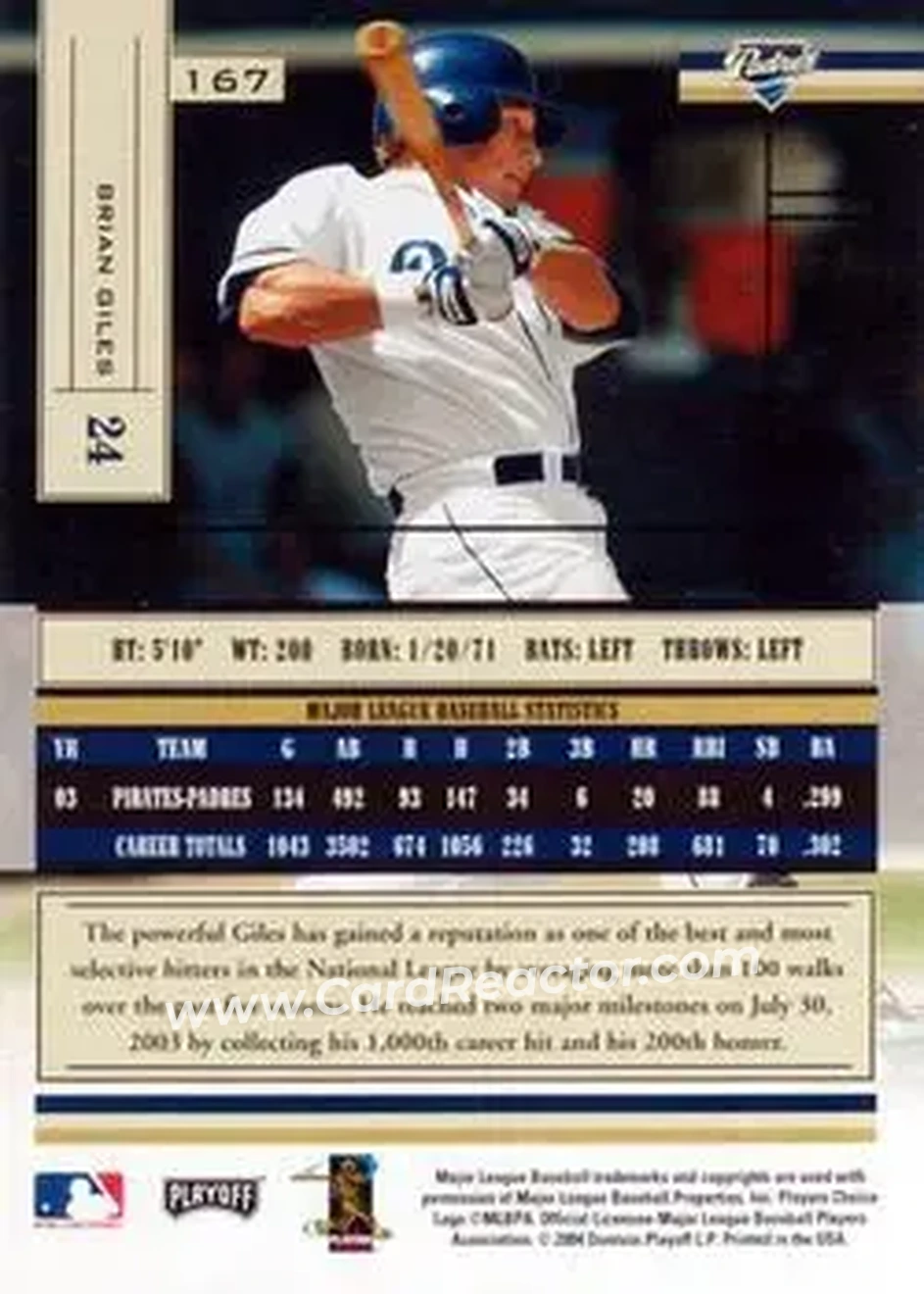 2004 Playoff Absolute Memorabilia - Retail #167 - Brian Giles - San Diego Padres - Back