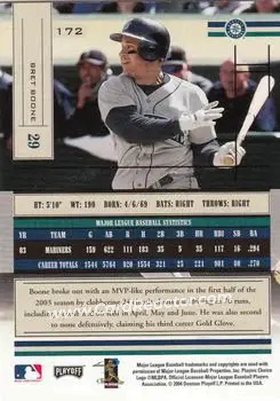 2004 Playoff Absolute Memorabilia - Retail #172 - Bret Boone - Seattle Mariners - Back