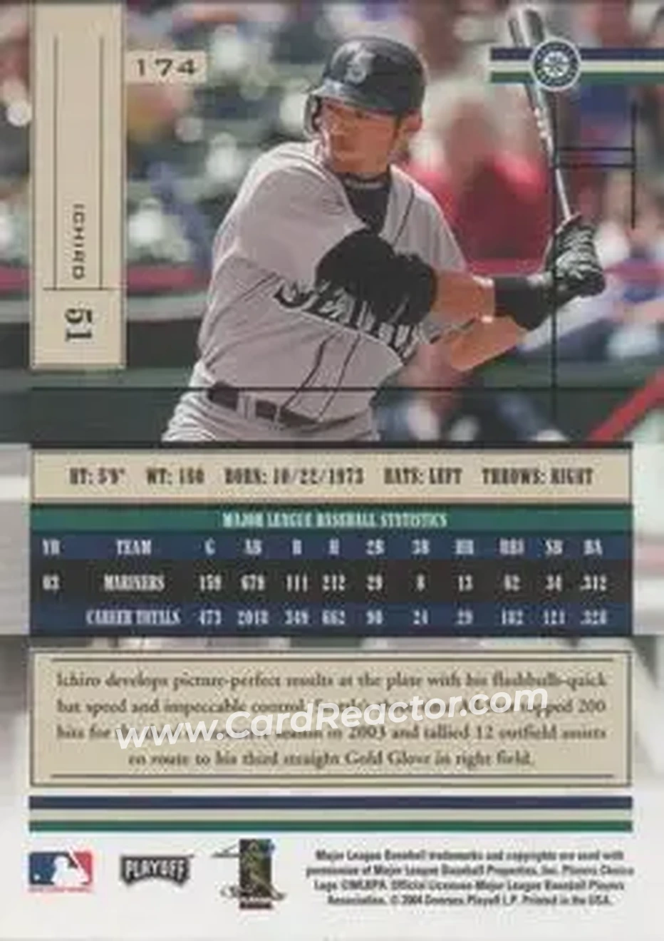 2004 Playoff Absolute Memorabilia - Retail #174 - Ichiro - Seattle Mariners - Back