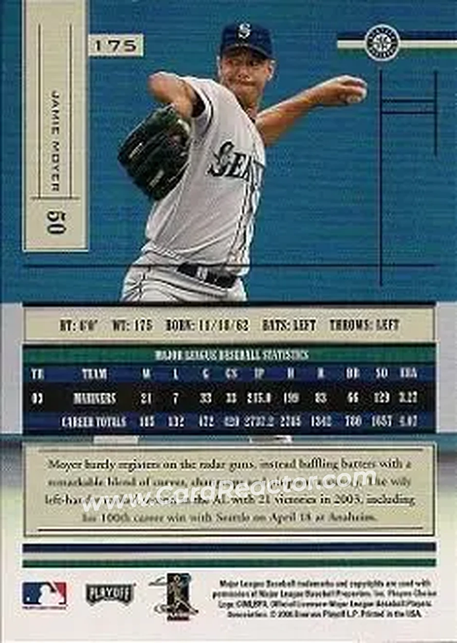 2004 Playoff Absolute Memorabilia - Retail #175 - Jamie Moyer - Seattle Mariners - Back
