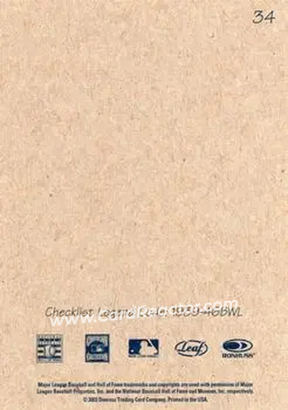 2004 Leaf - Exhibits 1939-46 Best Wishes Left Second Edition #34 - Ozzie Smith - St. Louis Cardinals - Back