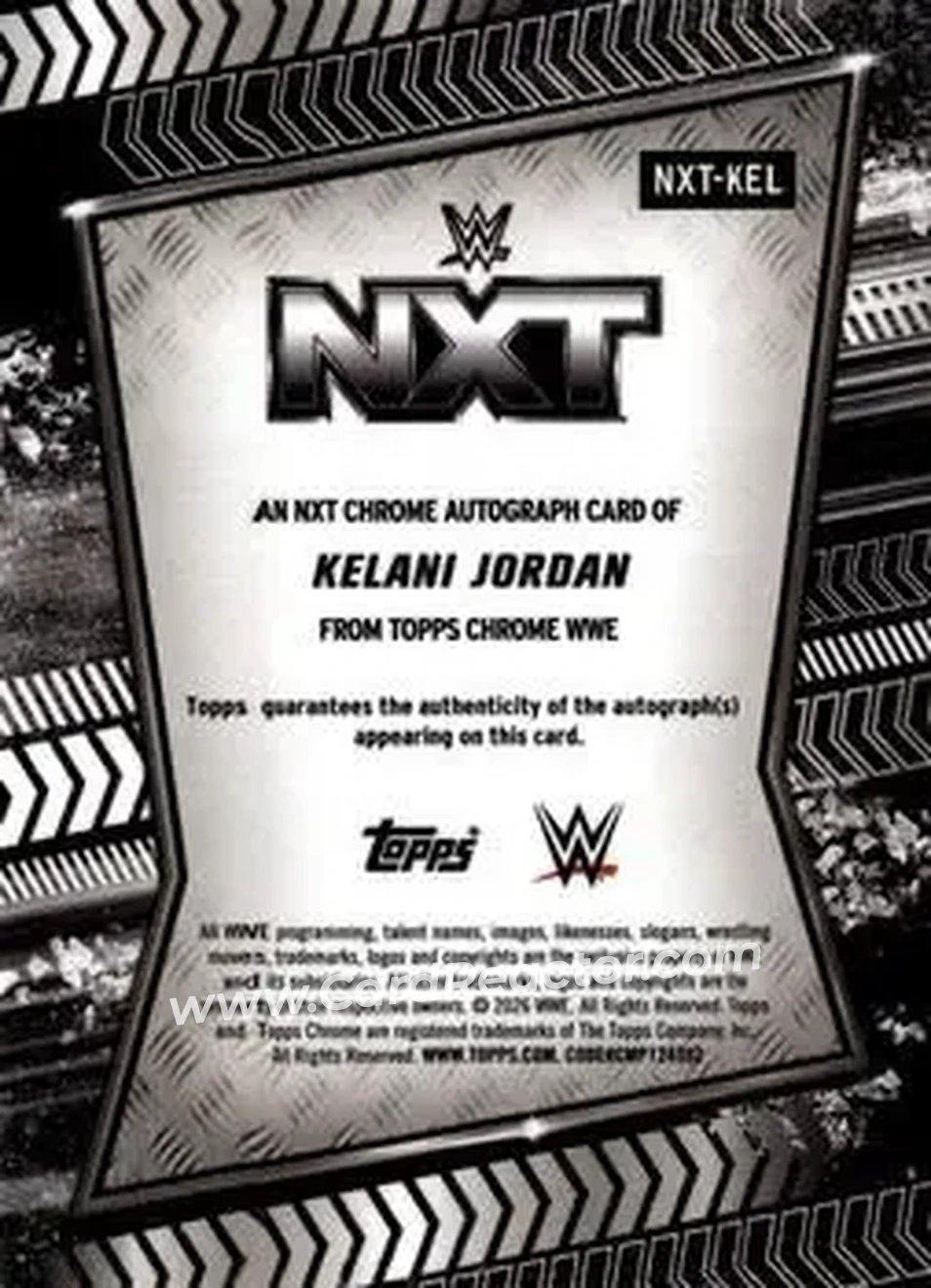 2026 Topps Chrome Sapphire Edition WWE - NXT Autographs #NXT-KEL - Kelani Jordan - Back 2026 Topps Chrome Sapphire Edition WWE - NXT Autographs #NXT-KEL - Kelani Jordan - Back