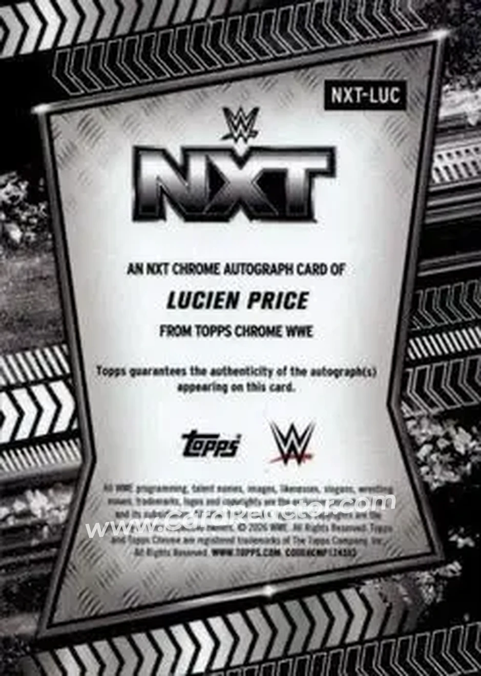 2026 Topps Chrome Sapphire Edition WWE - NXT Autographs #NXT-LUC - Lucien Price - Back