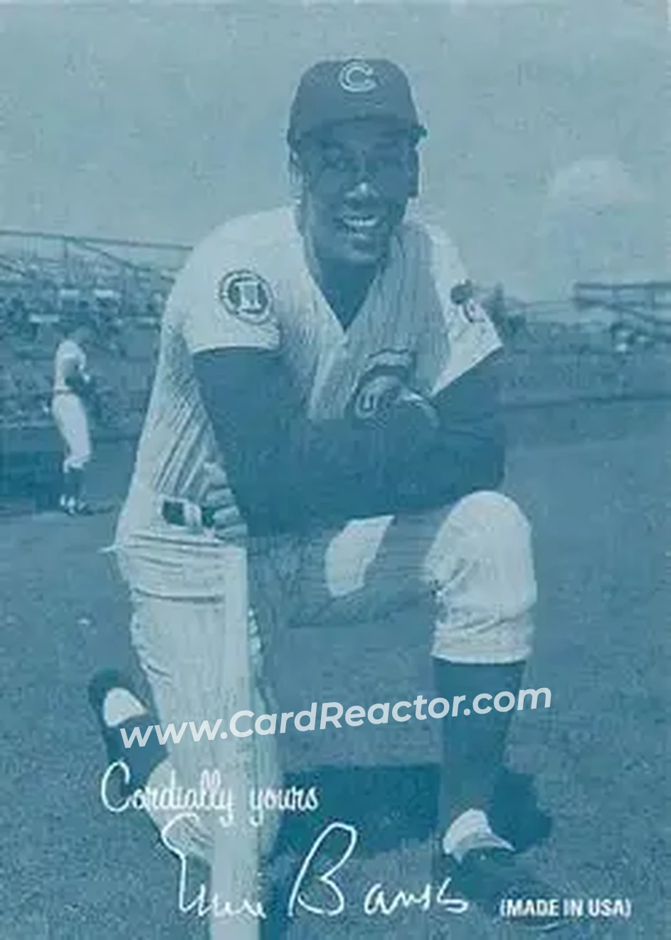 2004 Leaf - Exhibits 1939-46 Cordially Yours Left Second Edition #14 - Ernie Banks - Chicago Cubs - Front