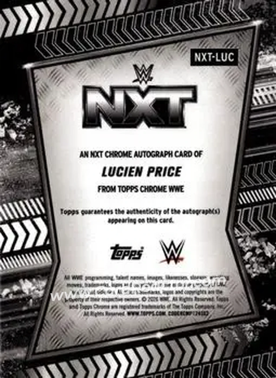 2026 Topps Chrome Sapphire Edition WWE - NXT Autographs Black #NXT-LUC - Lucien Price - Back