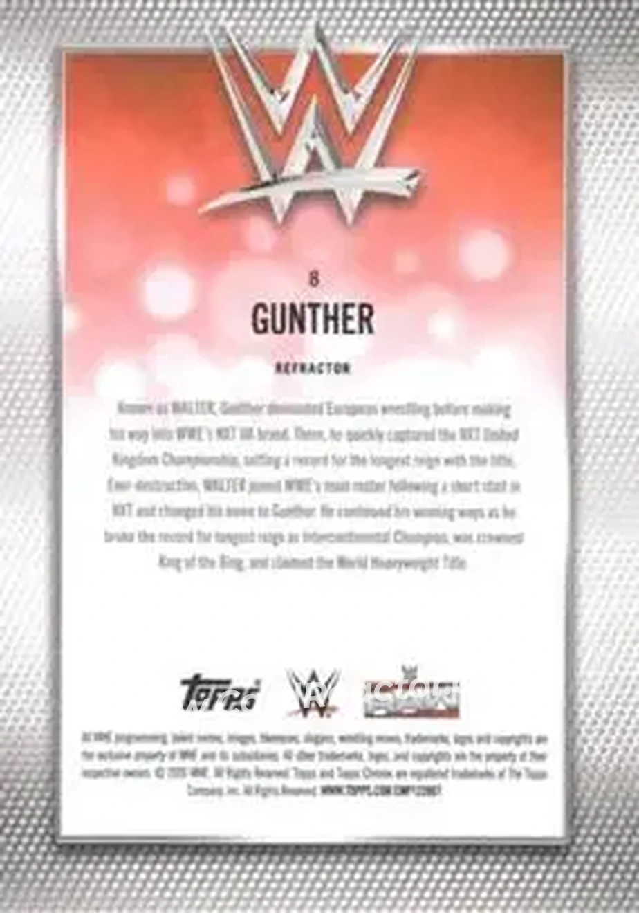 2026 Topps Chrome WWE - Refractor #8 - Gunther - Back