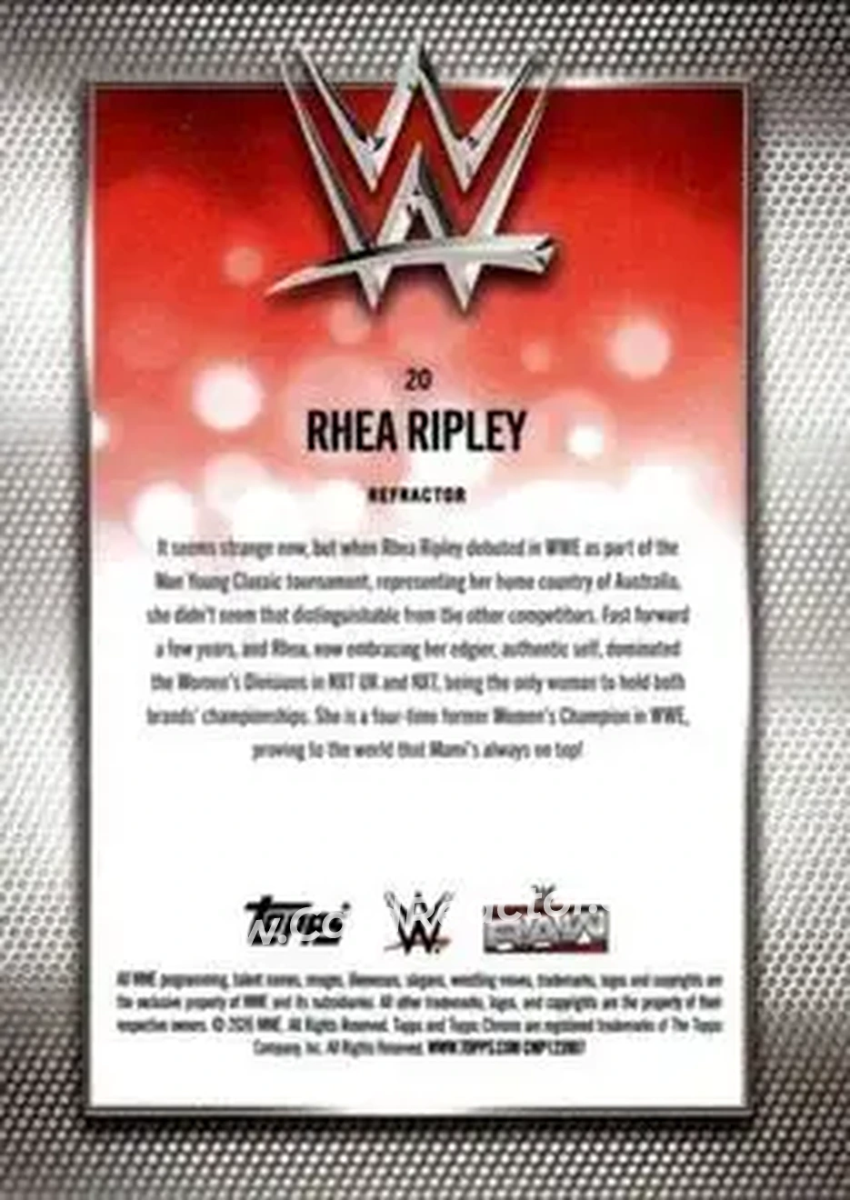 2026 Topps Chrome WWE - Refractor #20 - Rhea Ripley - Back