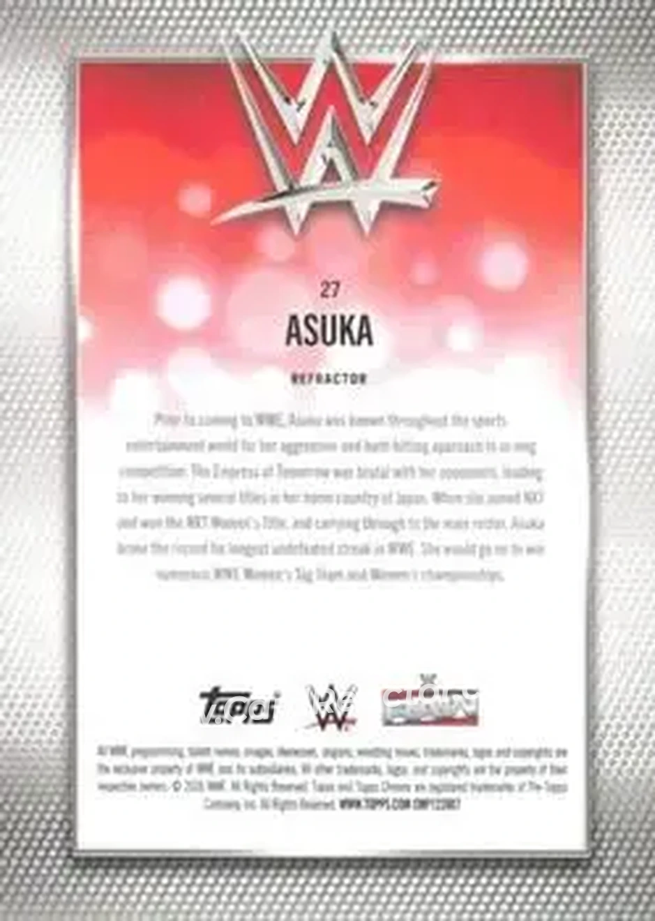 2026 Topps Chrome WWE - Refractor #27 - Asuka - Back 2026 Topps Chrome WWE - Refractor #27 - Asuka - Back