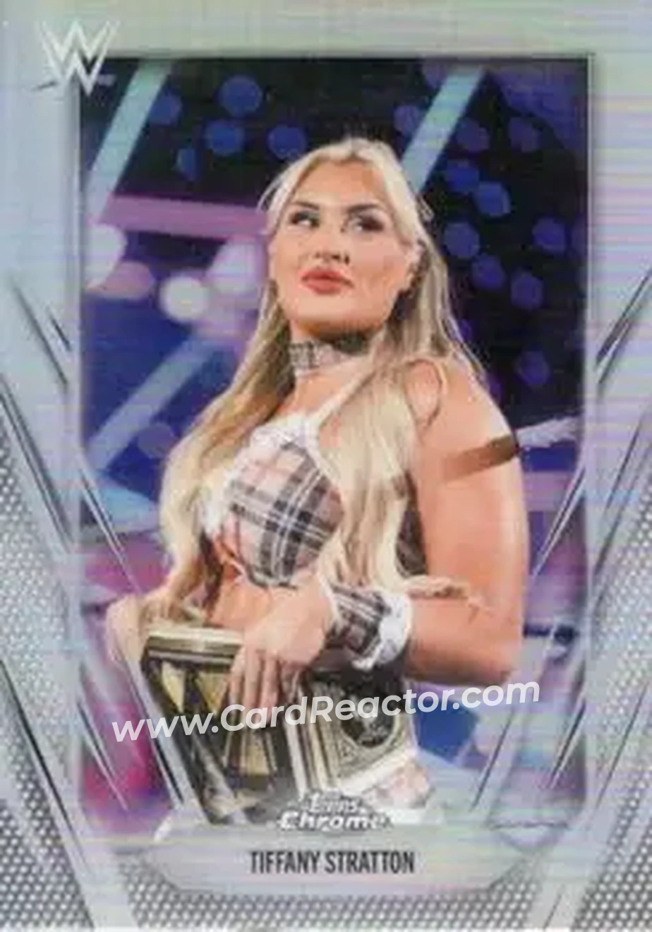 2026 Topps Chrome WWE - Refractor #29 - Tiffany Stratton - Front 2026 Topps Chrome WWE - Refractor #29 - Tiffany Stratton - Front