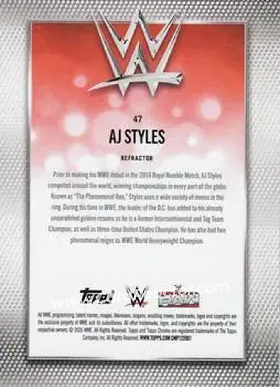 2026 Topps Chrome WWE - Refractor #47 - AJ Styles - Back
