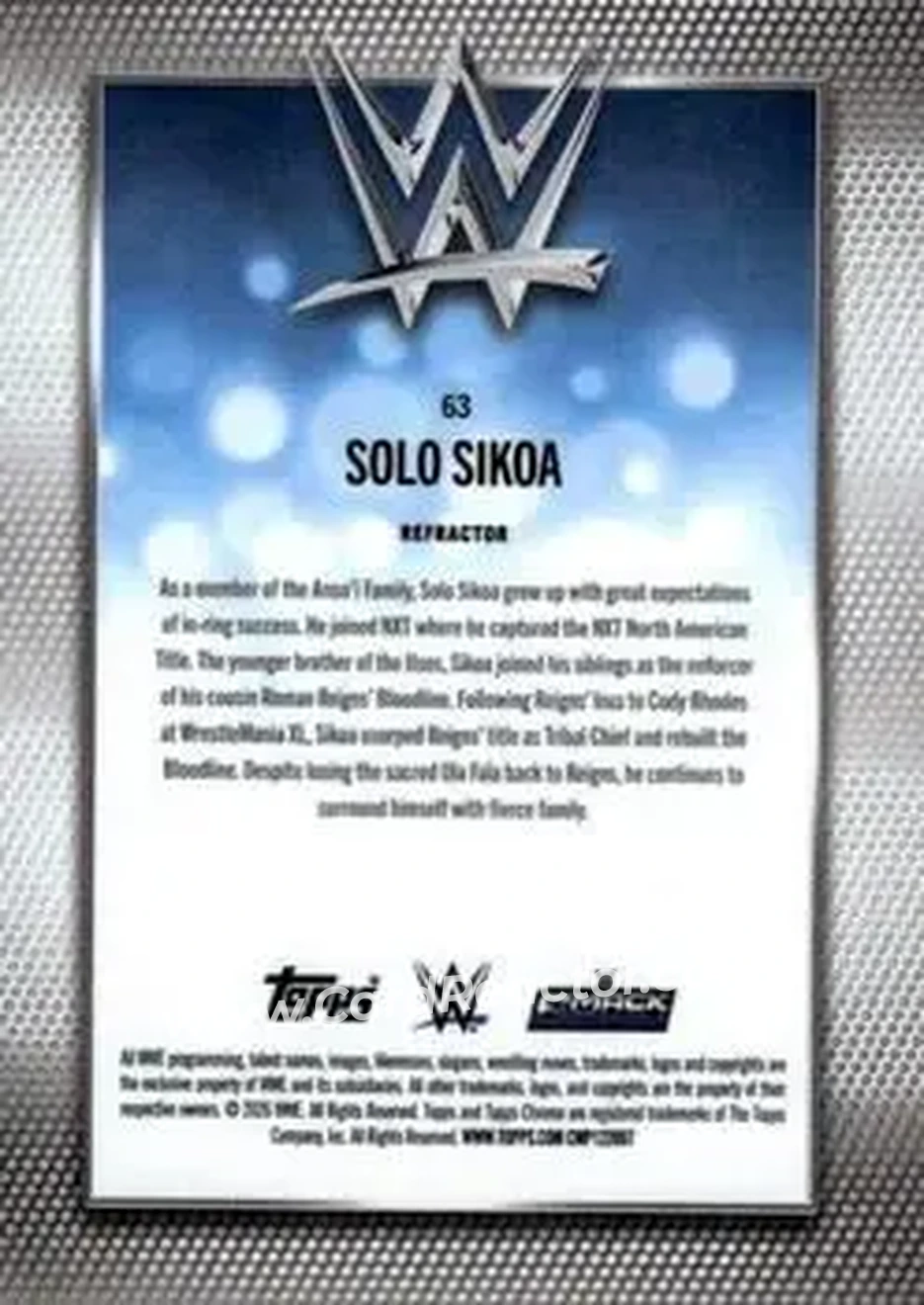 2026 Topps Chrome WWE - Refractor #63 - Solo Sikoa - Back
