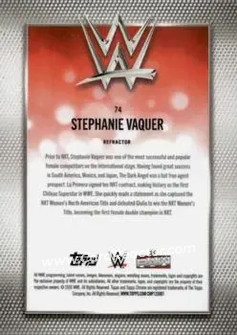 2026 Topps Chrome WWE - Refractor #74 - Stephanie Vaquer - Back 2026 Topps Chrome WWE - Refractor #74 - Stephanie Vaquer - Back