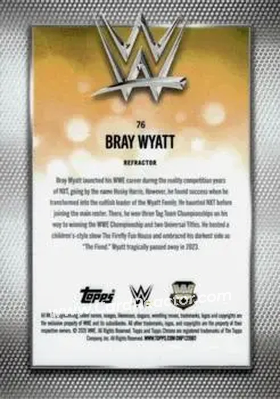 2026 Topps Chrome WWE - Refractor #76 - "The Fiend" Bray Wyatt - Back