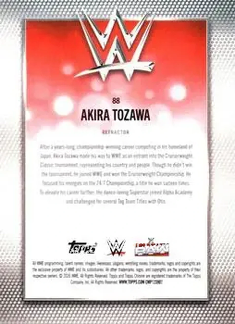 2026 Topps Chrome WWE - Refractor #88 - Akira Tozawa - Back