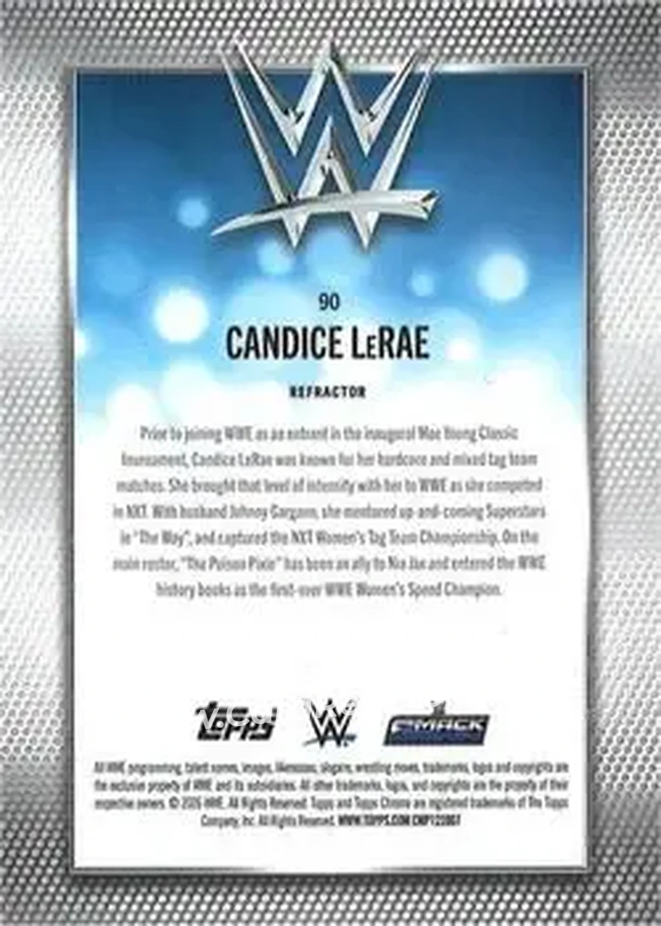 2026 Topps Chrome WWE - Refractor #90 - Candice LeRae - Back 2026 Topps Chrome WWE - Refractor #90 - Candice LeRae - Back